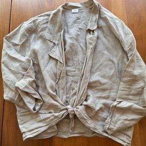 Aritzia Wilfred linen tie front top